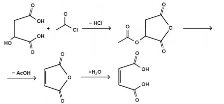 Уравнение реакции внутримолекулярной дегидратации малеиновой кислоты